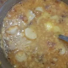 A picture of Arbi vali daal or calocasia +(Arhar) daal.👩‍🍳🥘💐👍.