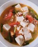 Canh đậu hũ nấu hẹ