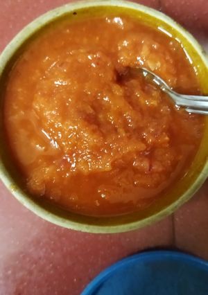 A picture of Garlic,onion and tomato chutney.