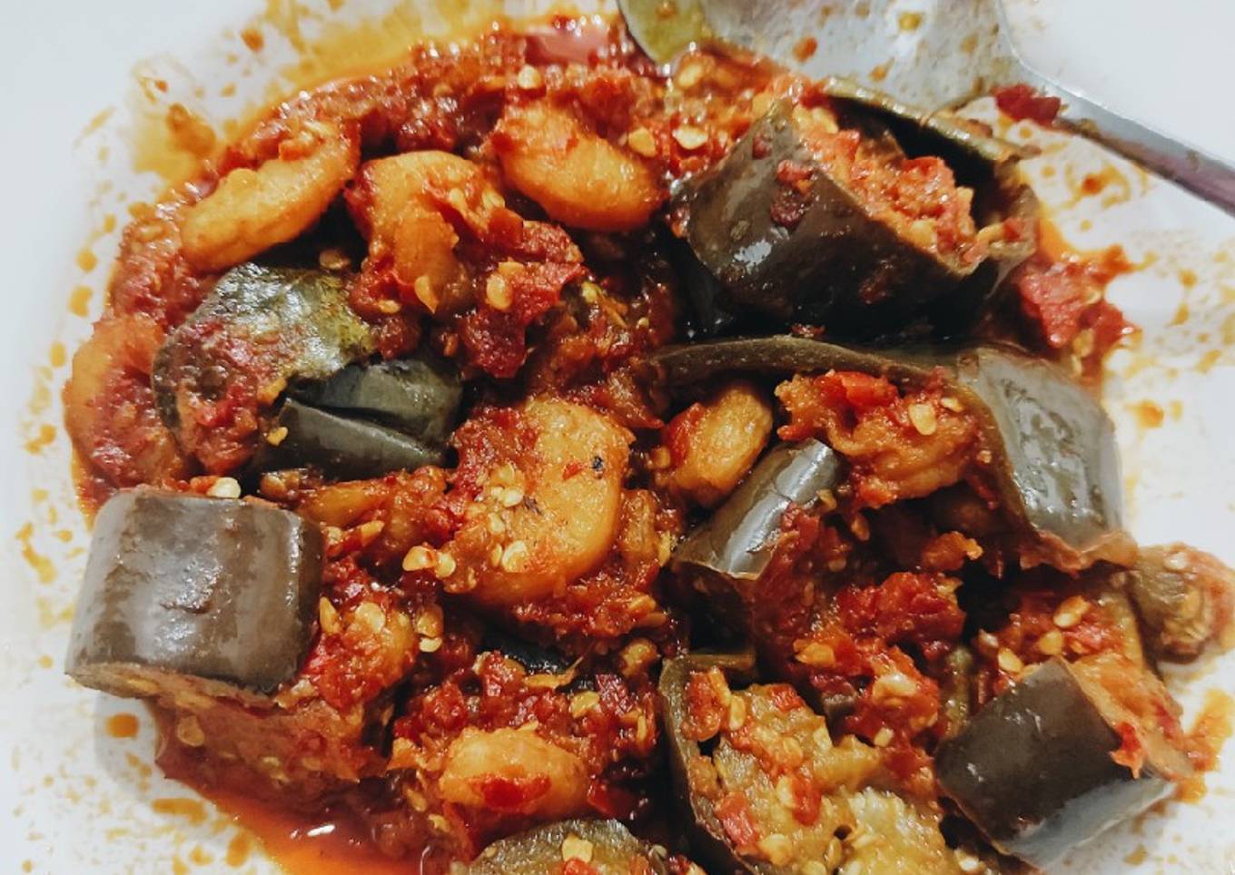 Terong balado + udang frozen