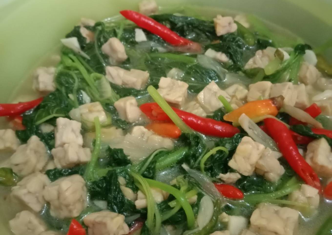 Tumis bayam dan tempe