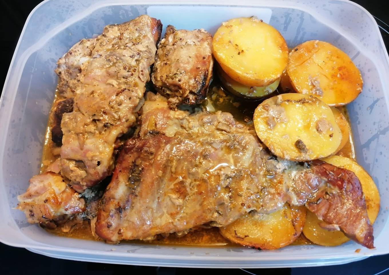 Costillas de cerdo asadas en Crockpot a baja temperatura