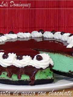 Una foto de Tarta de queso con chocolate y menta