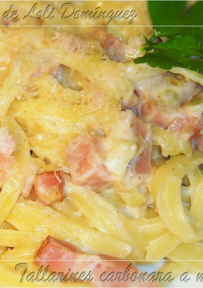 Una foto de Tallarines carbonara a mi manera
