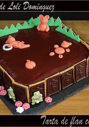 Una foto de Tarta de flan con galletas