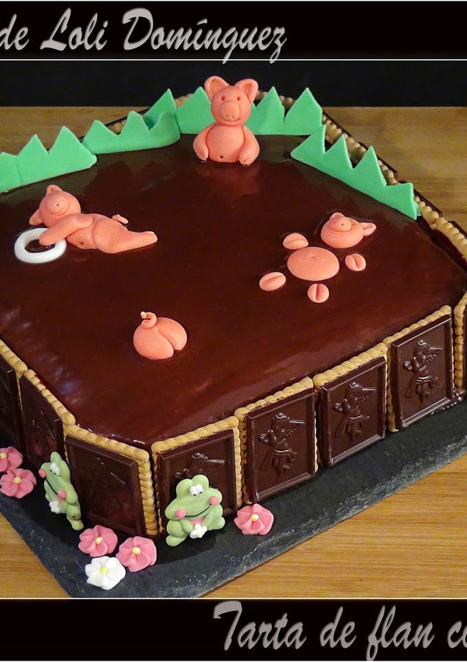 Una foto de Tarta de flan con galletas