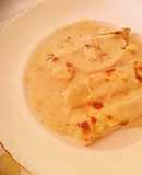 Canelones rellenos de pato con bechamel de foie