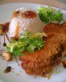 Escalope de ternera con guarnición de arroz