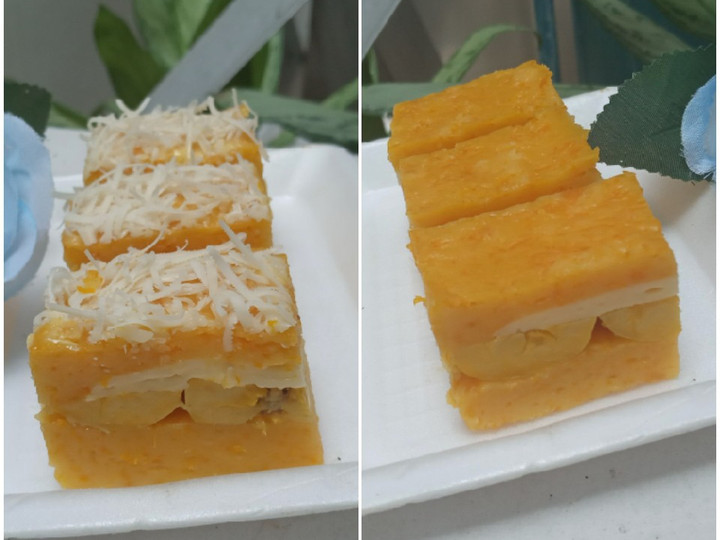  Resep memasak Nagasari labu kuning pisang keju pake loyang....🤭 dijamin gurih