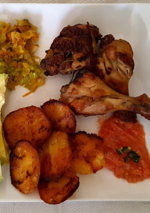 A picture of Cider-Glazed Roast Chicken with Crispy Potatoes.