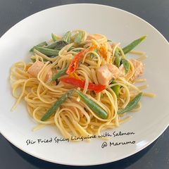 Stir Fried Spicy Linguine with Salmon A picture of Stir Fried Spicy Linguine with Salmon.