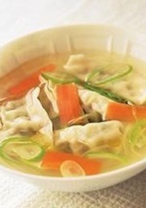 A picture of Chicken Broth Soup with Dumplings.