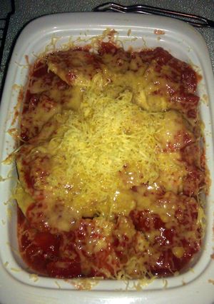 A picture of Fryed Ravioli An Cheese Casserole.