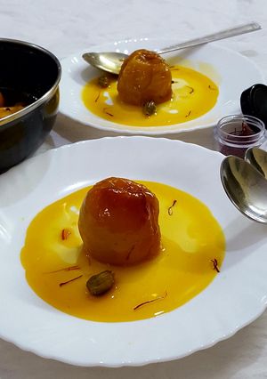 A picture of Apricots with Saffron and Cardamom.