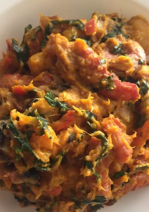 A picture of Half ripe Plantain porridge.