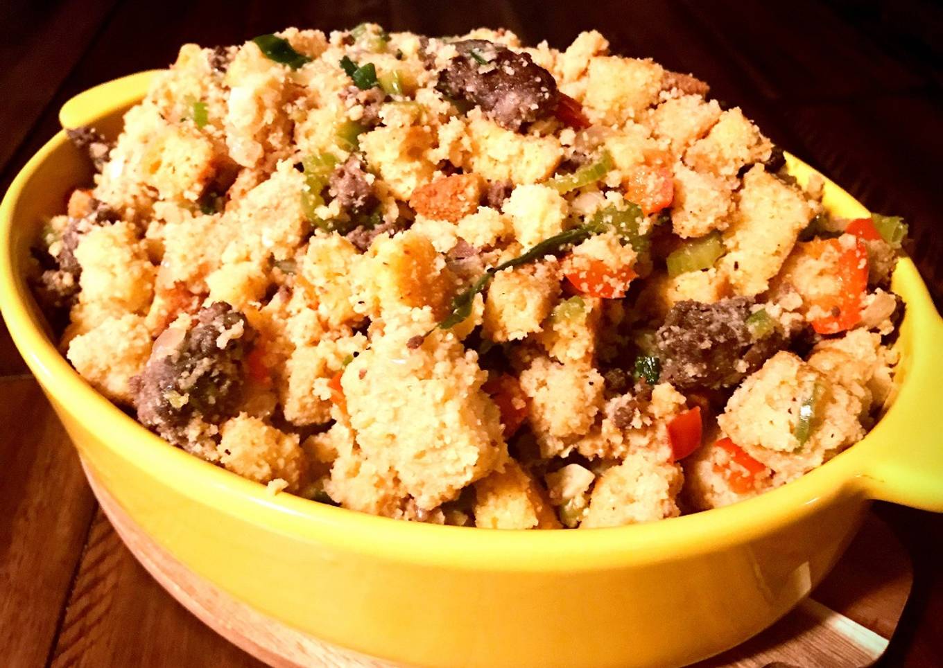 Cornbread Stuffing with Wagyu Cajun Sausage