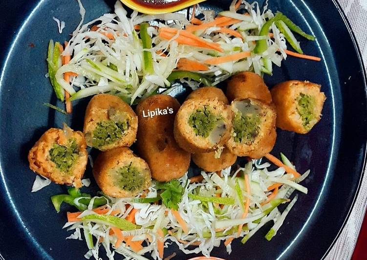 Stuffed alu roll with green peas filling Stuffed alu roll with green peas filling