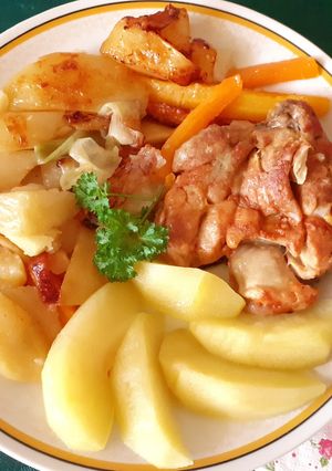 Körettel együtt sült filézett csirkecomb recept fotója