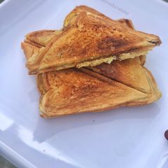 Egg and sardine toasted bread A picture of Egg and sardine toasted bread.