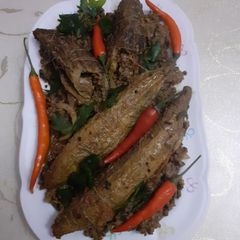 A picture of Qeema Bharay Karailay (Stuffed Bitter Ground).