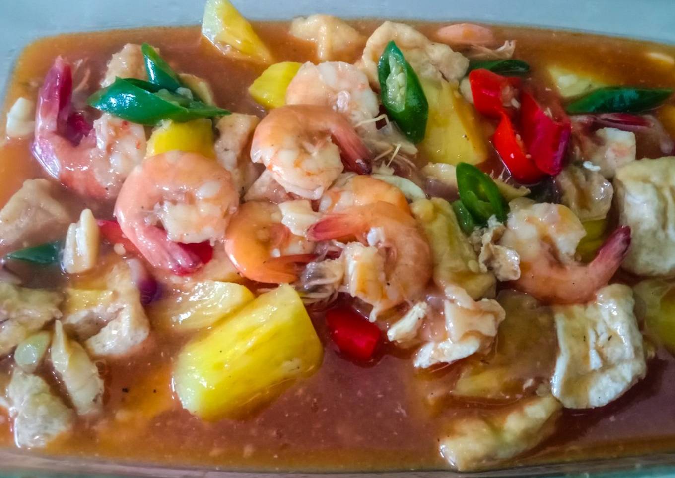 Udang tahu asam manis