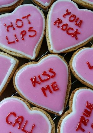 A picture of Vickys 'Love Hearts' Valentine Cookies, GF DF EF SF NF.