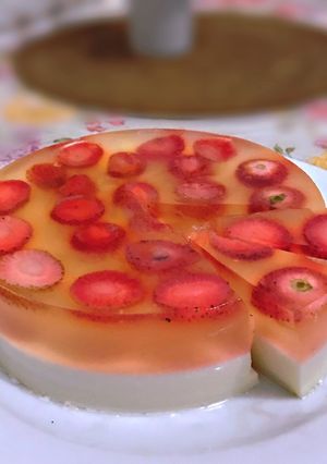 Foto resep Puding Kaca Strawberry lapis susu