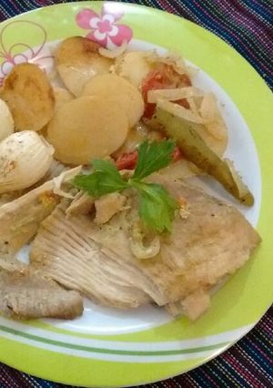 Una foto de Filete de mantarraya al horno 😱😱😍😍😍😍😘