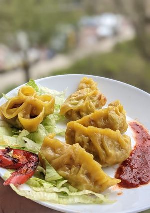 A picture of Spicy Potato chilli momos.