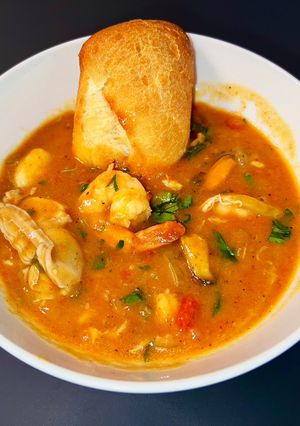 A picture of Grandpa's Seafood Gumbo.
