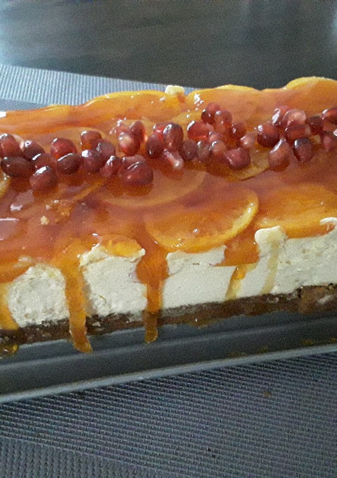 A picture of Sig's Orange Upside-Down Cheesecake.