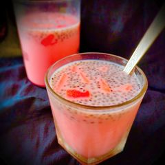 A picture of Mohobbat ka sharbat with sabja seeds.