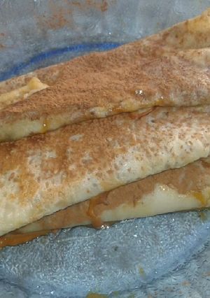 Una foto de Panqueques con dulce de leche