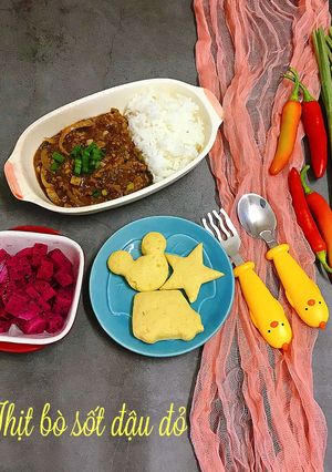 Hình của món Thịt bò sốt đậu đỏ (công thức của mẹ Nhi- sara mom).