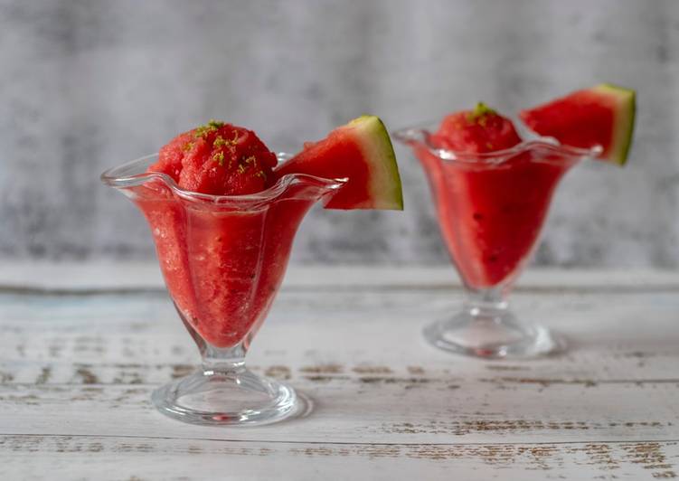 Watermelon and vodka granita