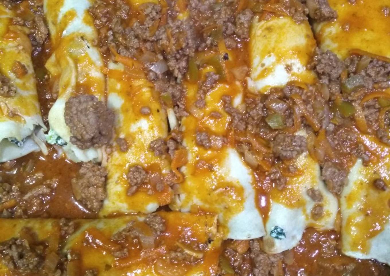 Canelones de espinaca y acelga con salsa tipo boloñesa 😋