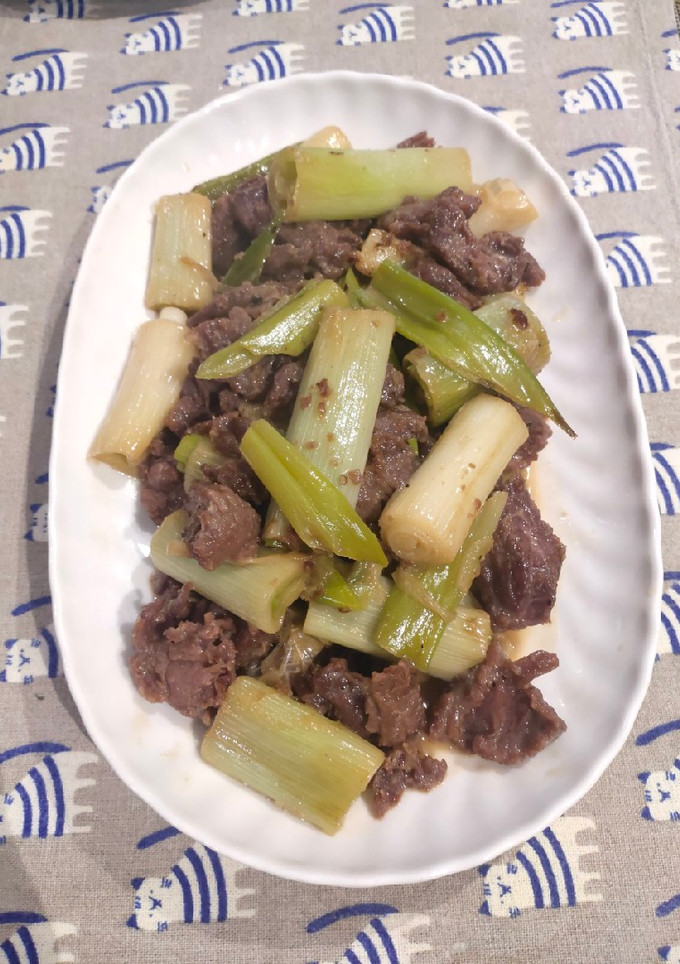 A picture of Leeks with Beef.