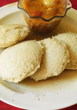 A picture of A Healthier version of traditional idlies; made with antidiabetic barley grains, urad and fenugreek.