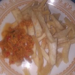 Fried yam A picture of Fried yam.