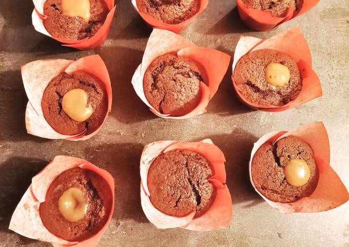 Muffins au caramel coulant