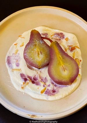 A picture of Butterfly Peaflower Poached Pears.