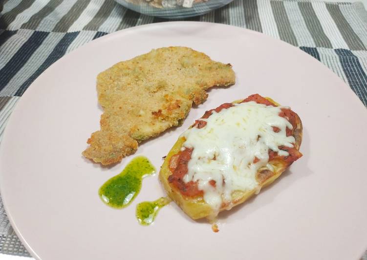 Milanesas con pizzetas de papas