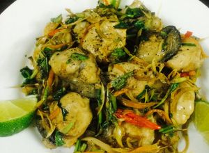 Hình của món Hàu sữa xào sa tế.