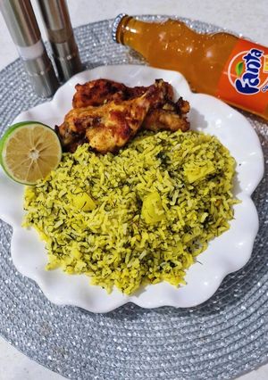 عکسی از دستور شوید پلو با کتف مرغ سوخاری