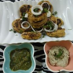 Sweet potato and cottage cheese kebabs A picture of Sweet potato and cottage cheese kebabs.