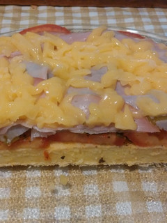 Una foto de Fainá de Polenta sobrante, al sartén, tipo pizza, sin tacc!