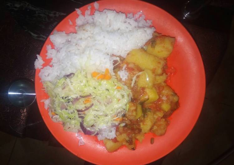Rice, Matoke, lemoncabbage