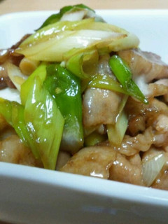 A picture of Stir-Fried Pork and Green Onions with Oyster Sauce.