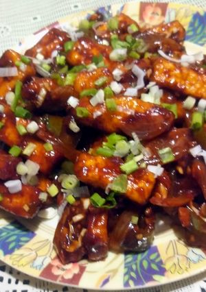 A picture of Delicious Paneer Chilli.
