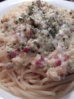 Una foto de Spaguetti con salsa alfredo